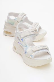 Arthur - White Sequin Strap Chunky Platform Sport Sandal (Women)