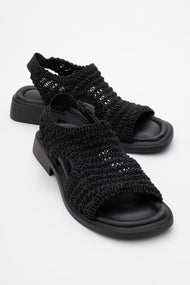 Weave - Black Leather Woven Sandal (Women)