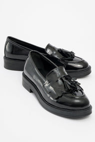 Milly - Black Patent Leather Tassel Loafers