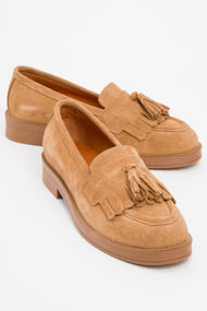 Milly - Cognac Brown Suede Leather Tassel Loafers