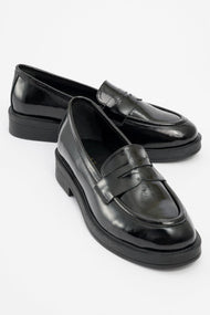 Bree - Black Patent Platform Leather Loafers (Women)