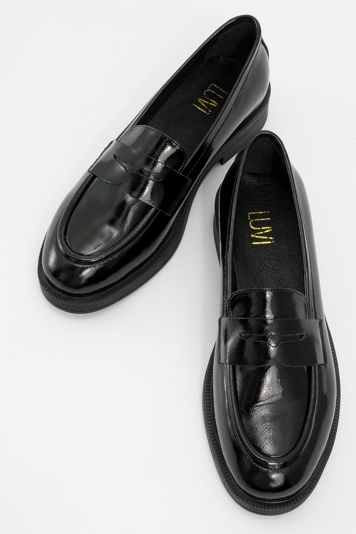 Bree - Black Patent Platform Leather Loafers (Women)