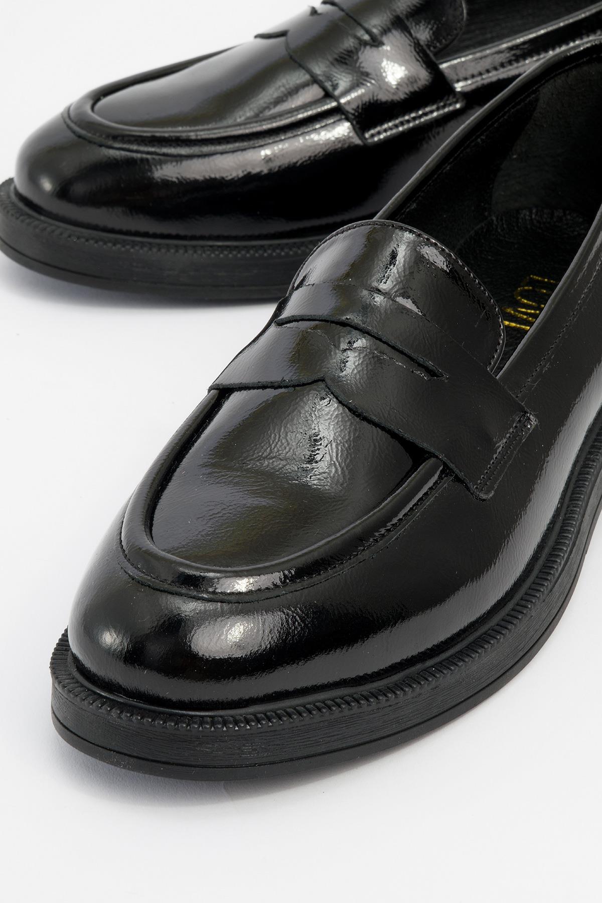 Bree - Black Patent Platform Leather Loafers (Women)