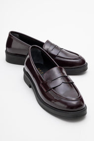 Bree - Burgundy Patent Platform Leather Loafers (Women)