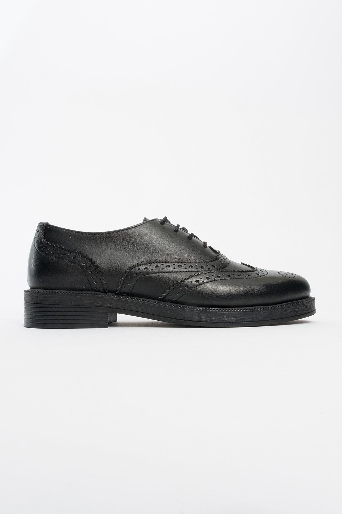 Avra - Black Leather Oxford Shoes (Women)