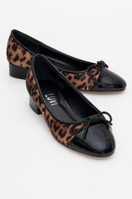 Julien - Black-Yellow Patterned Heeled Ballet Flat (Women)