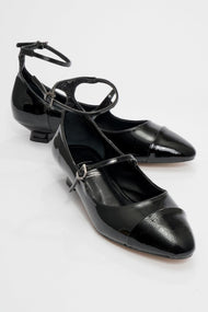 Uster - Black Patent Low Block Heel Shoe (Women)