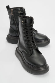 Nicolas Black Combat Boot (Women)