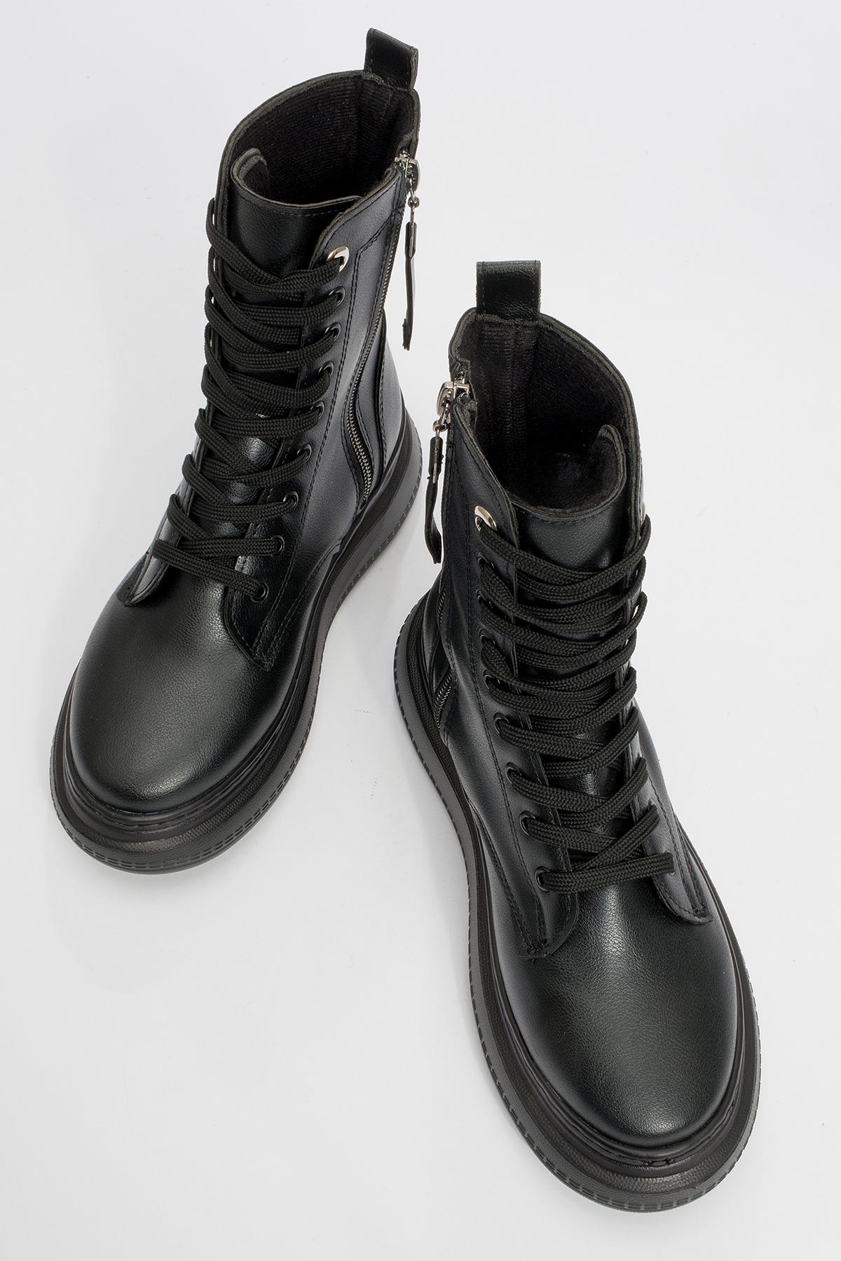 Nicolas Black Combat Boot (Women)