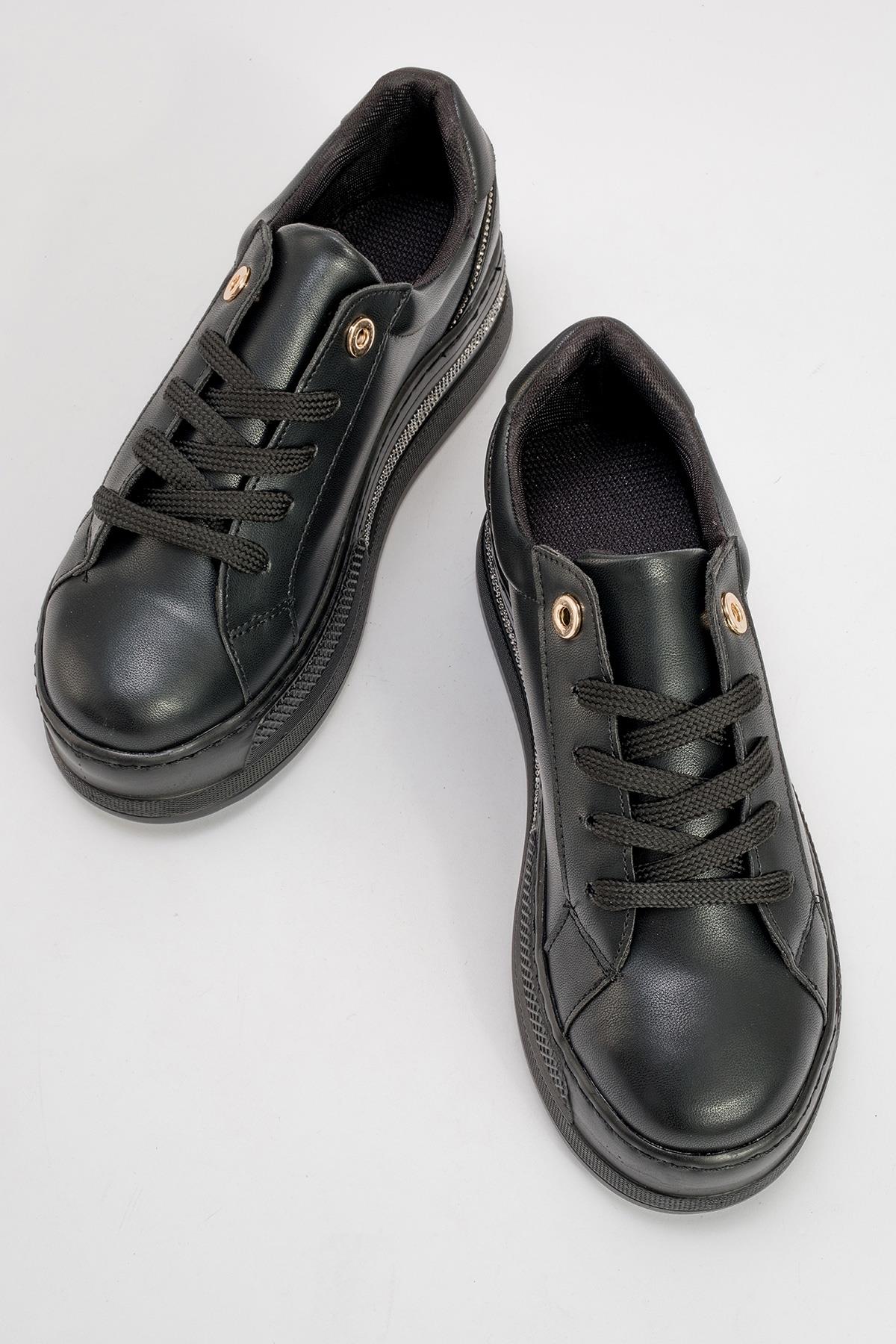 Poem - Black Embellished Chunky Platform Sneaker (Women)