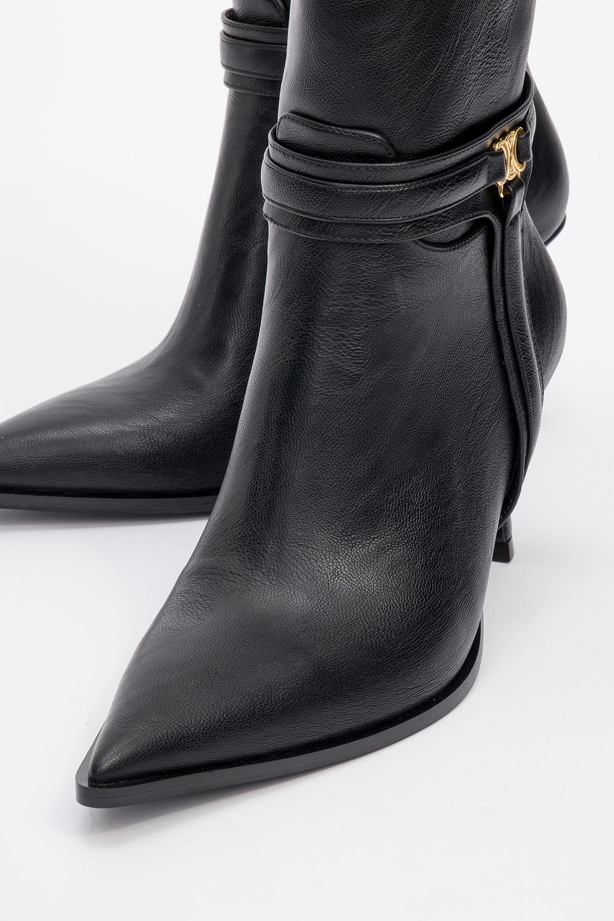Berton - Black Zippered Pointed Toe High Heel Boot (Women)