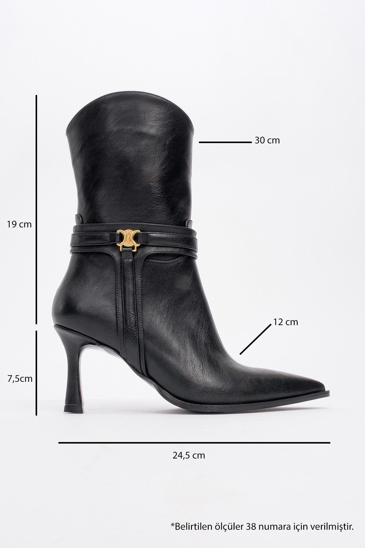 Berton - Black Zippered Pointed Toe High Heel Boot (Women)
