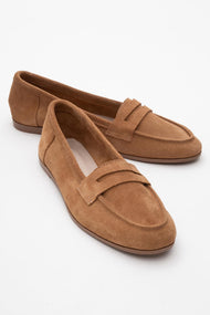 Dorothy - Cognac Brown Suede Leather Loafers
