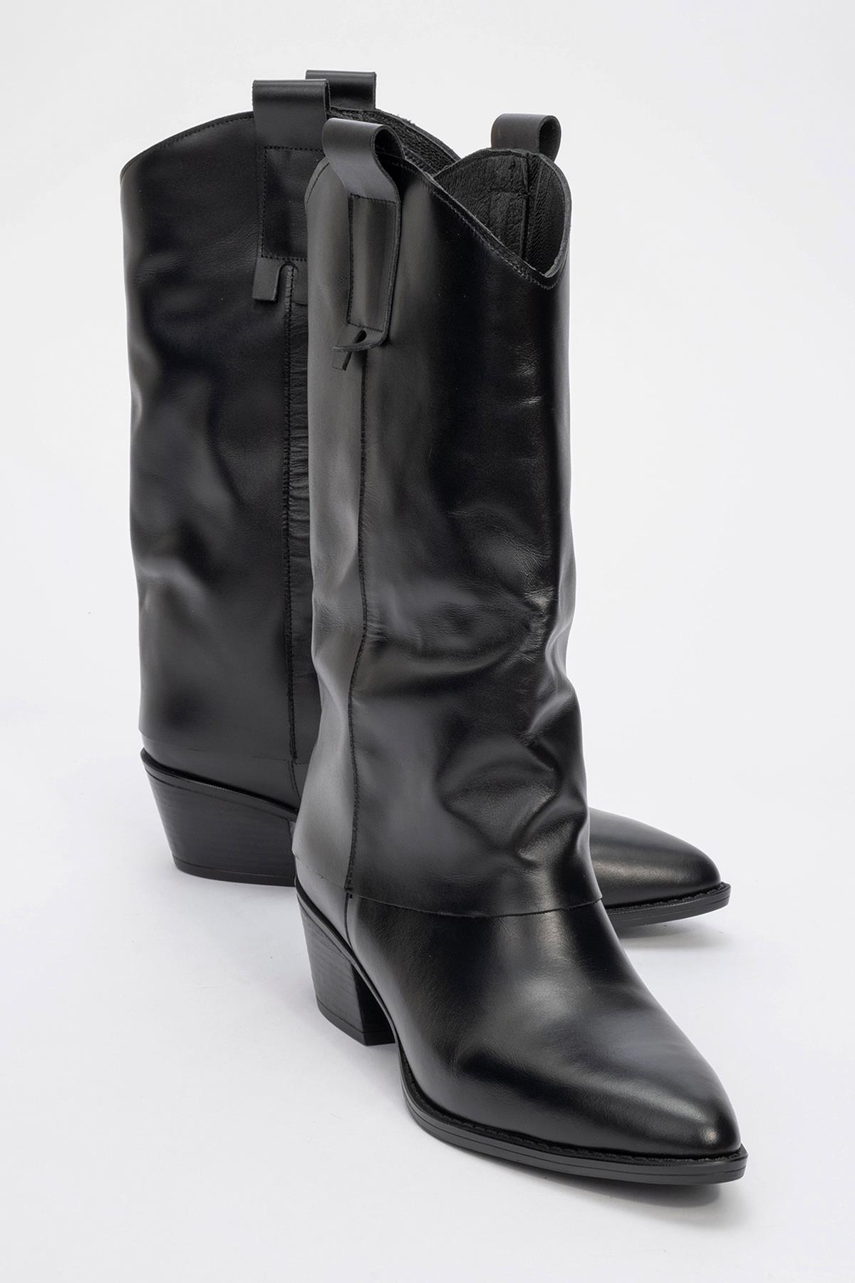 Sojo - Black Genuine Leather Block Heel Ankle Boot (Women)