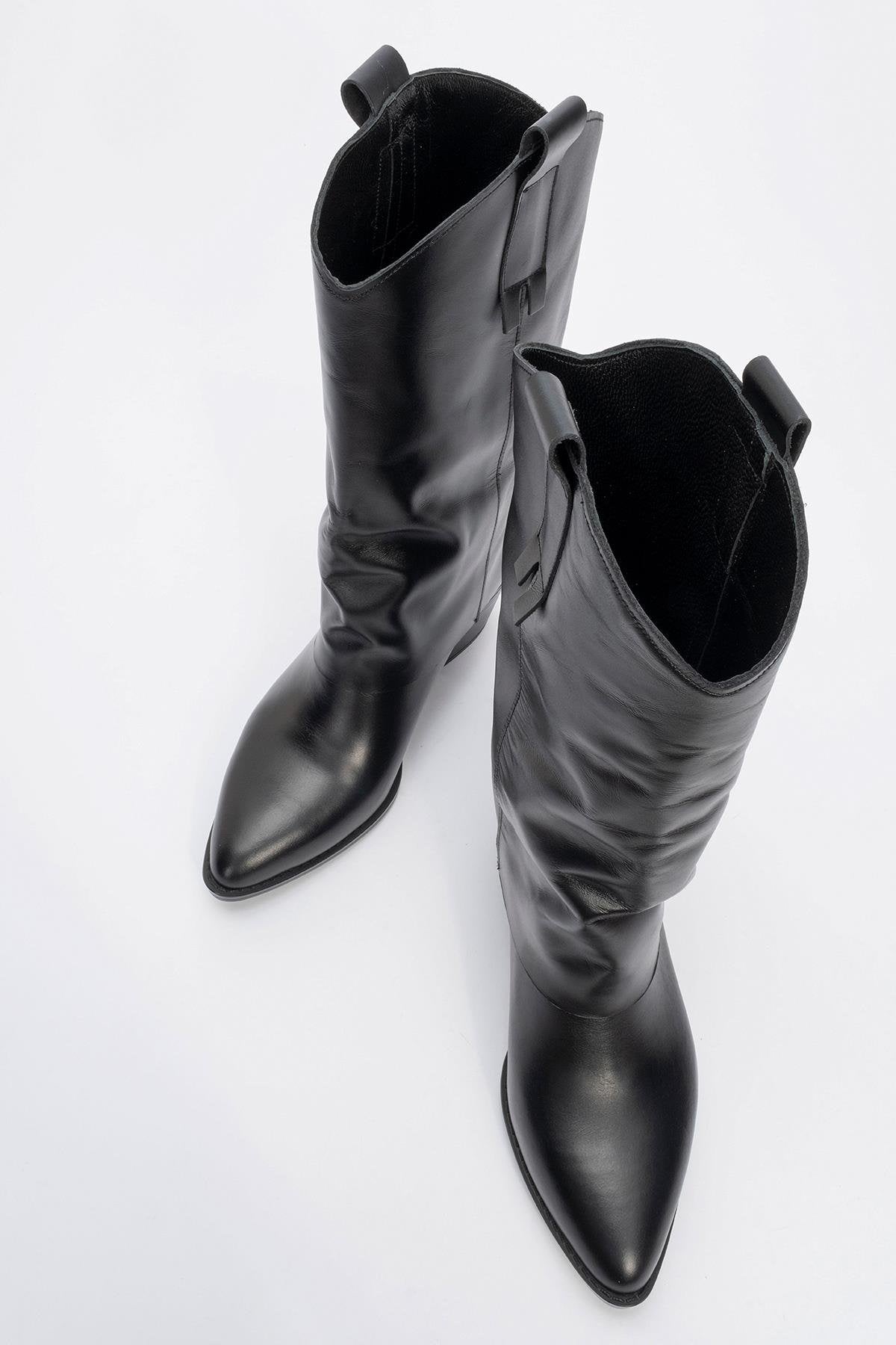 Sojo - Black Genuine Leather Block Heel Ankle Boot (Women)