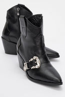 Any Black Leather Jeweled Boot (Women)