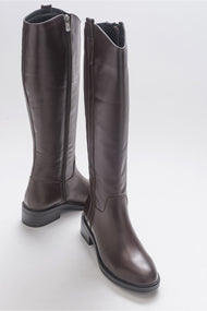 Acro Brown Leather Heeled Boot (Women)