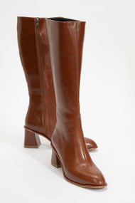 Paradis - Cognac Block Heel Knee-High Boot (Women)