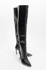 Cleja - Black Slim Heel Over-The-Knee Boot (Women)