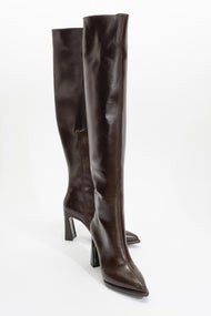 Lepa - Brown Chunky Heel Over-The-Knee Boot (Women)