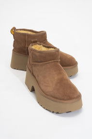 Meina - Taupe Genuine Leather Thick-Soled Ankle Boot (Women)