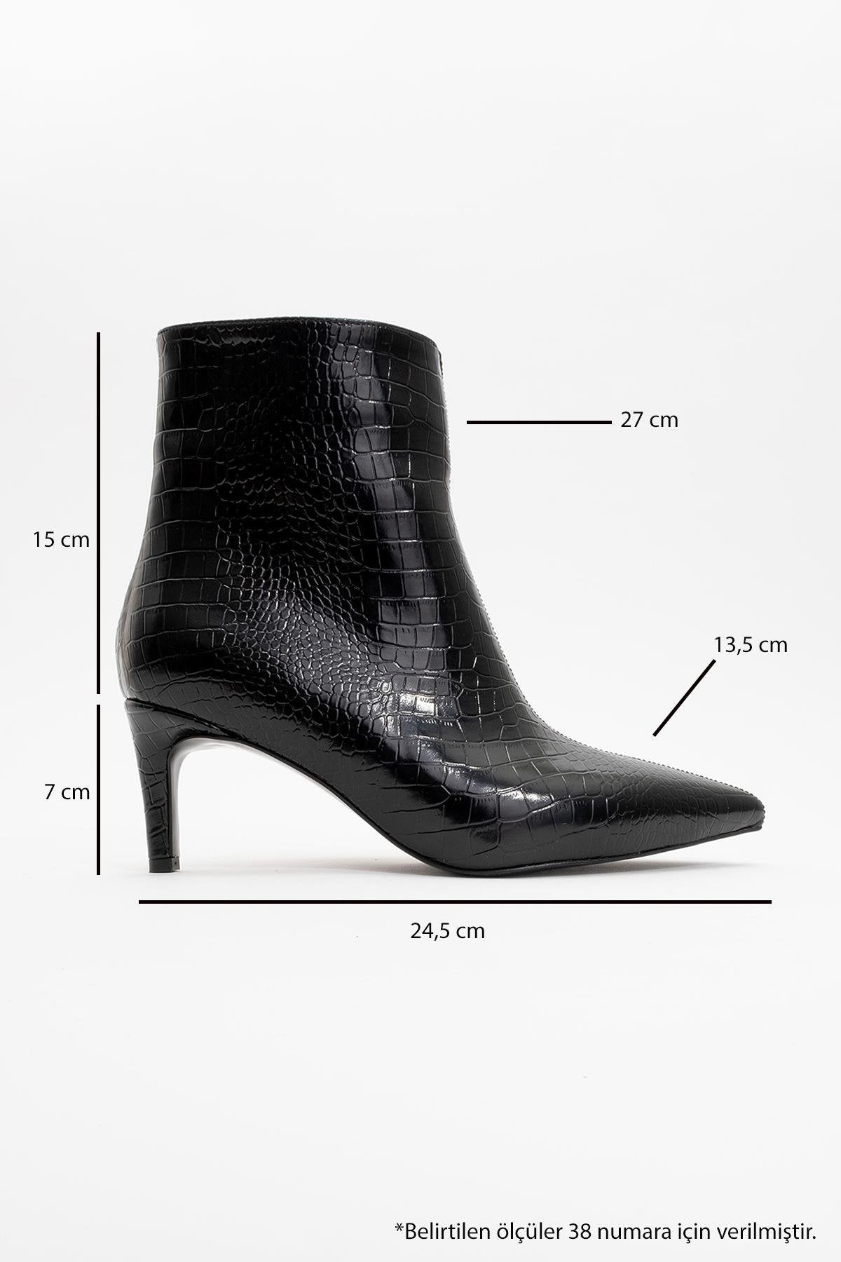 Noya Black Pattern Stiletto Boot (Women)