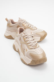 Loretta - Beige Gold Thick-Soled Sneaker (Women)
