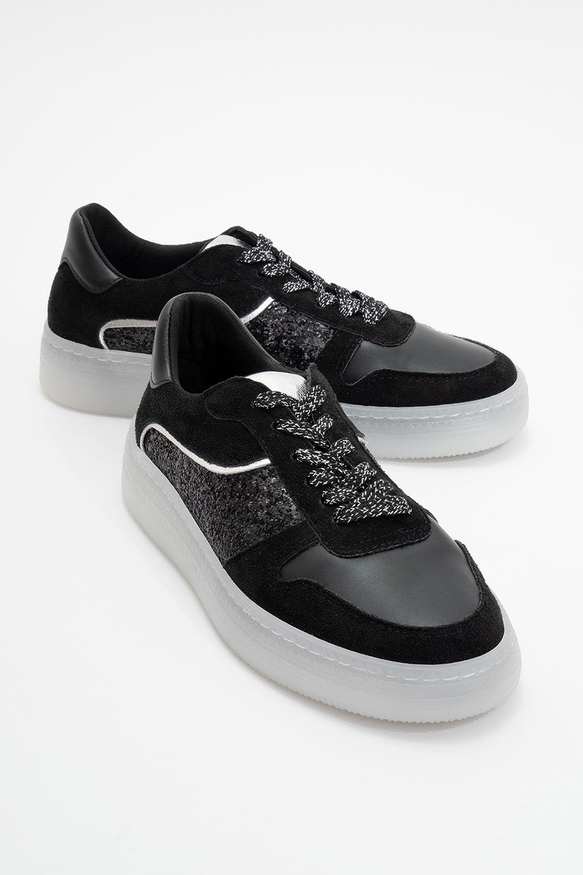 Felipe - Black Glitter Leather Sneakers (Women)