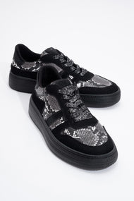 Rexie - Black Patterned Glitter Sneaker (Women)