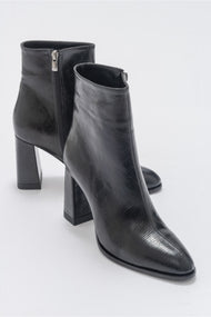 Jewel Black Pattern High Heel Boot (Women)