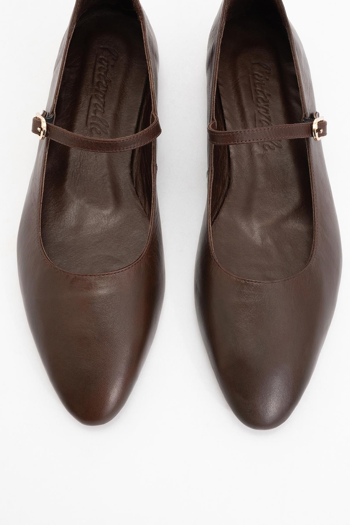 Lara - Brown Leather Mary Jane Flats