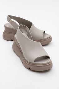 Agusto - Beige Leather Platform Sandal (Women)