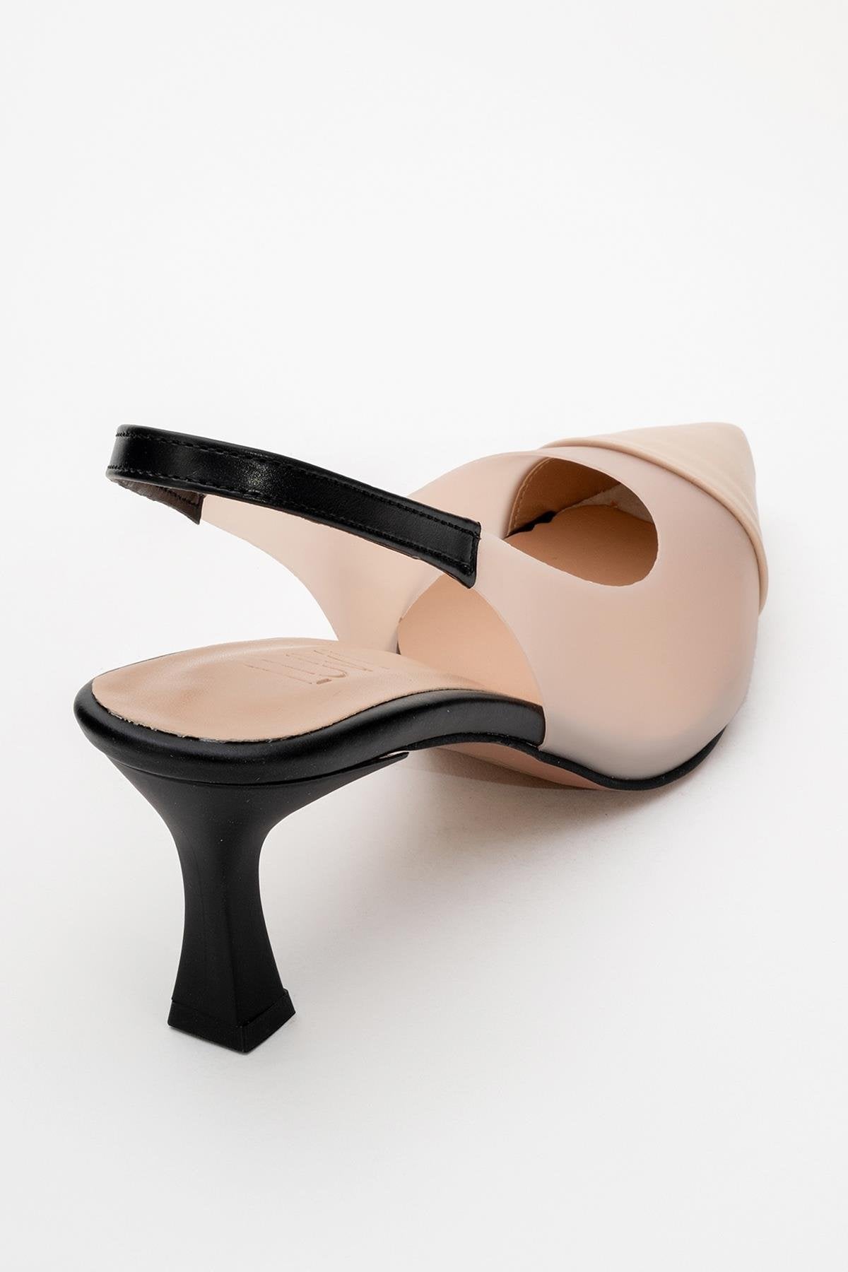 Moore - Nude/Black Transparent Open-Back Pointed Toe High Heel (Women)