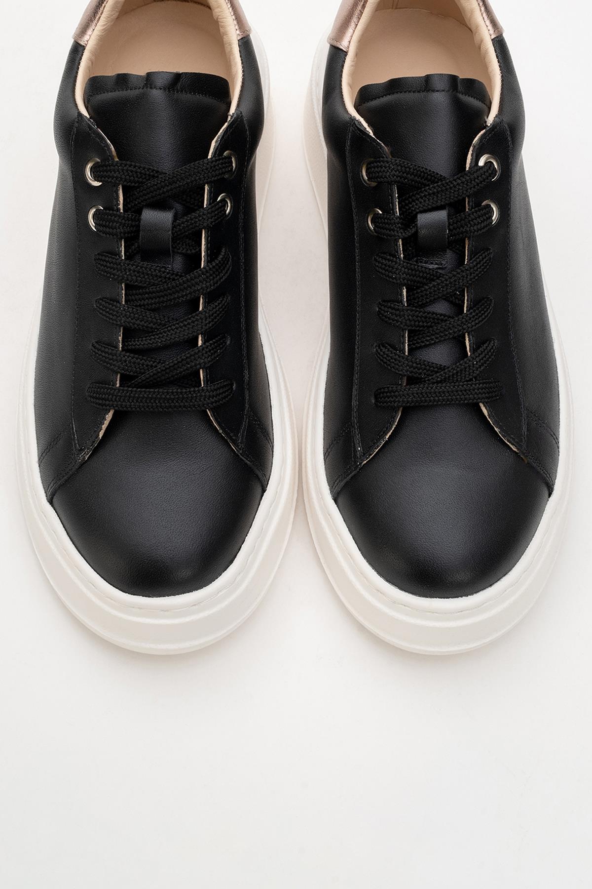 Gueno - Black Genuine Leather Sneaker (Women)