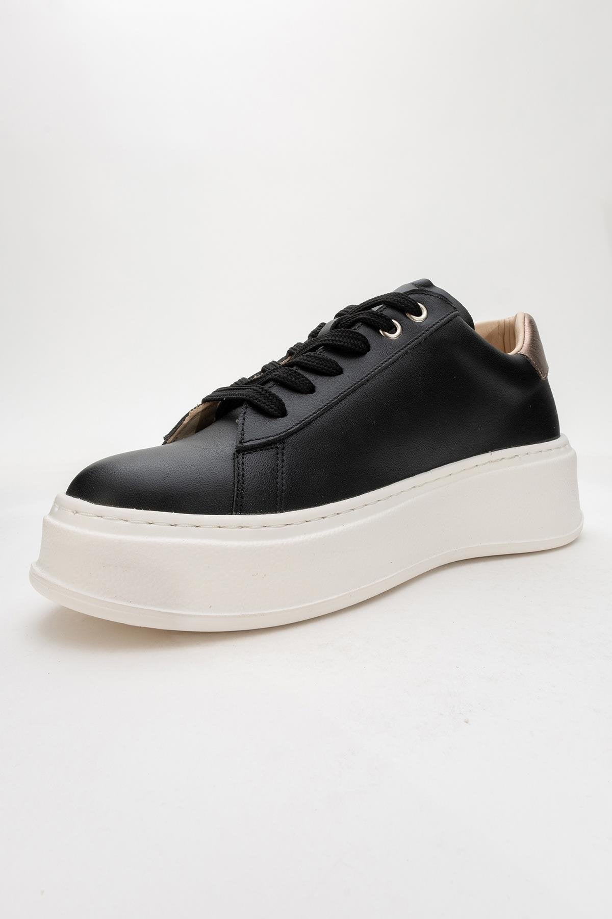 Gueno - Black Genuine Leather Sneaker (Women)