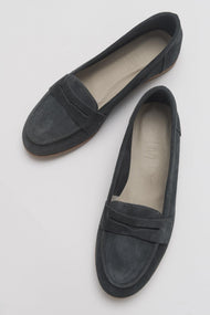Dorothy - Dark Charcoal Suede Leather Loafers