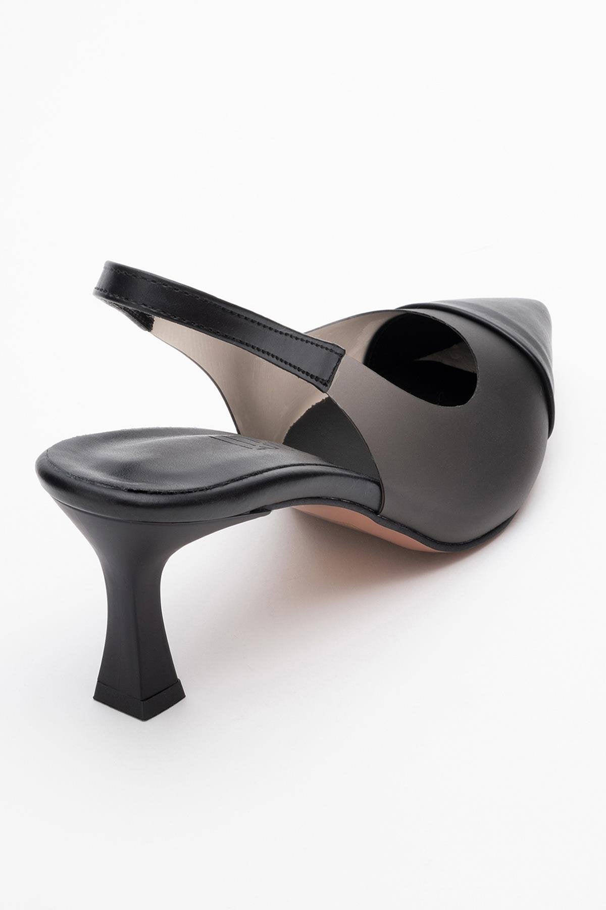 Moore - Black Transparent Open Back Pointed Toe Pump (Women)