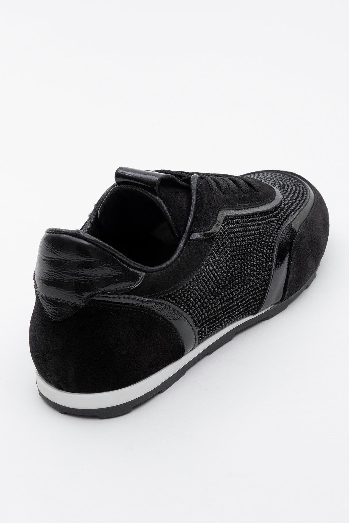 Bonia - Black Suede Rhinestone Leather Sneakers (Women)