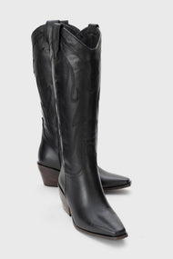 Pietro - Black Genuine Leather Western Boot (Women)