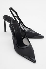 Venas - Black Mesh Slingback Stiletto (Women)