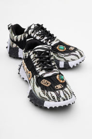 Vero - Black Patterned Jeweled Sneaker (Women)