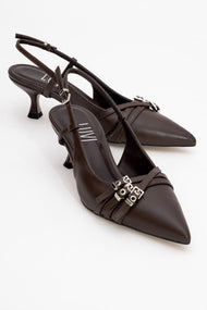 Woss - Brown Belt-Detail Heeled Shoe (Women)