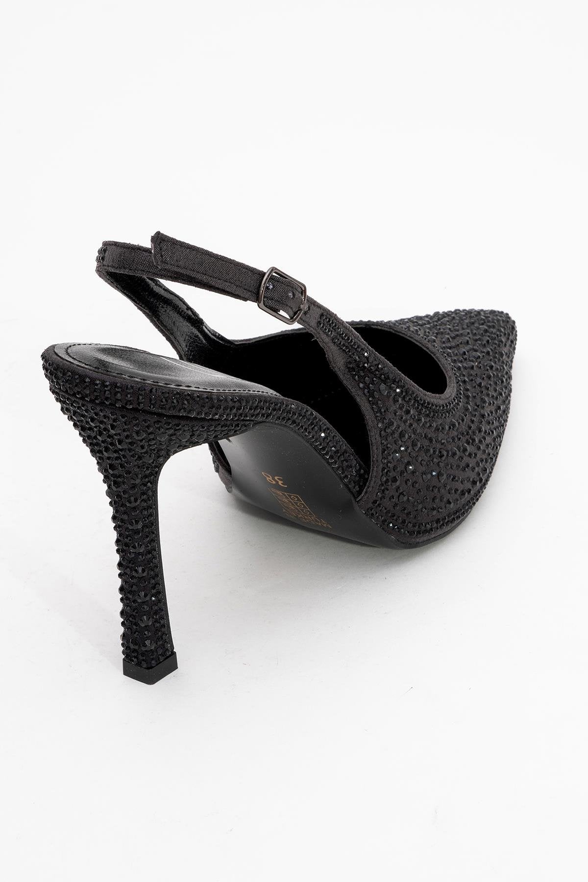 Roya - Black Jeweled Pointed Toe Stiletto (Women)