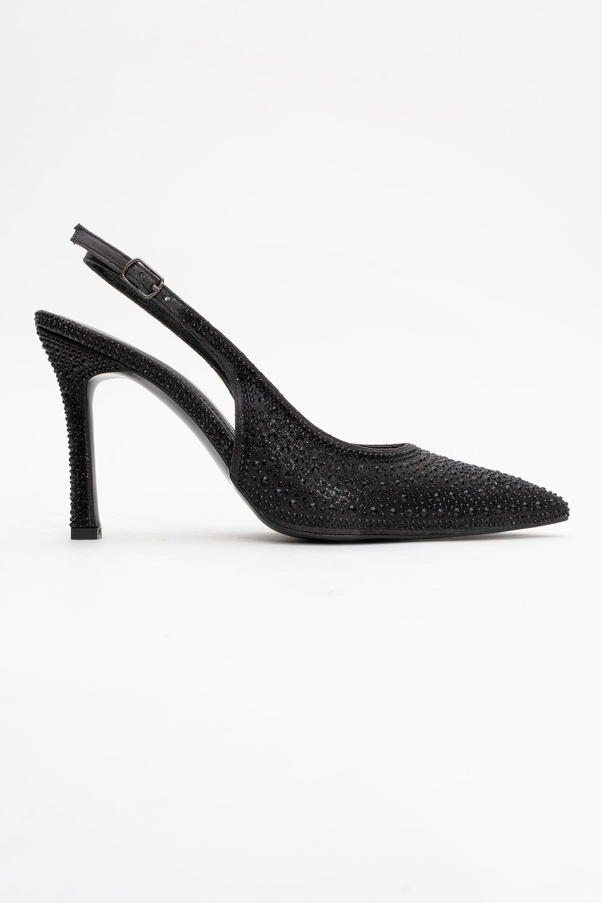 Roya - Black Jeweled Pointed Toe Stiletto (Women)