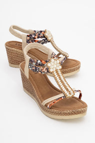 Sogno - Beige Rhinestone Espadrille Sandal (Women)