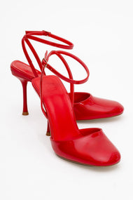 Blues - Red Patent Round Toe Ankle-Tie High Heel (Women)