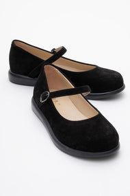 ANISA Black Suede Leather Strap Flat (Women)