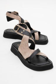 Minnea - Beige Suede Leather Sandal (Women)