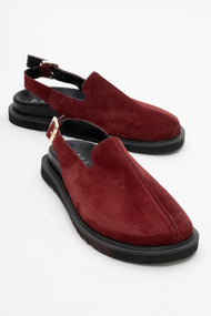 Laby - Burgundy Suede Leather Clogs (Women)