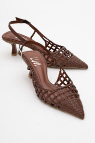 Heaven - Dark Cognac Open Back Low Heel Pump (Women)
